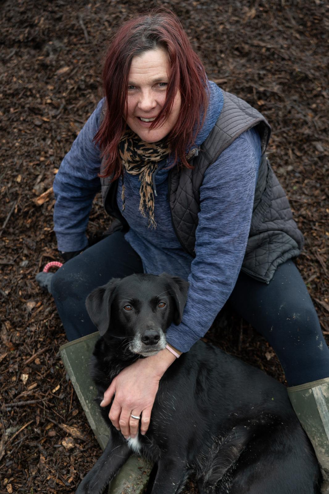 Boots with his owner Karen at the farm